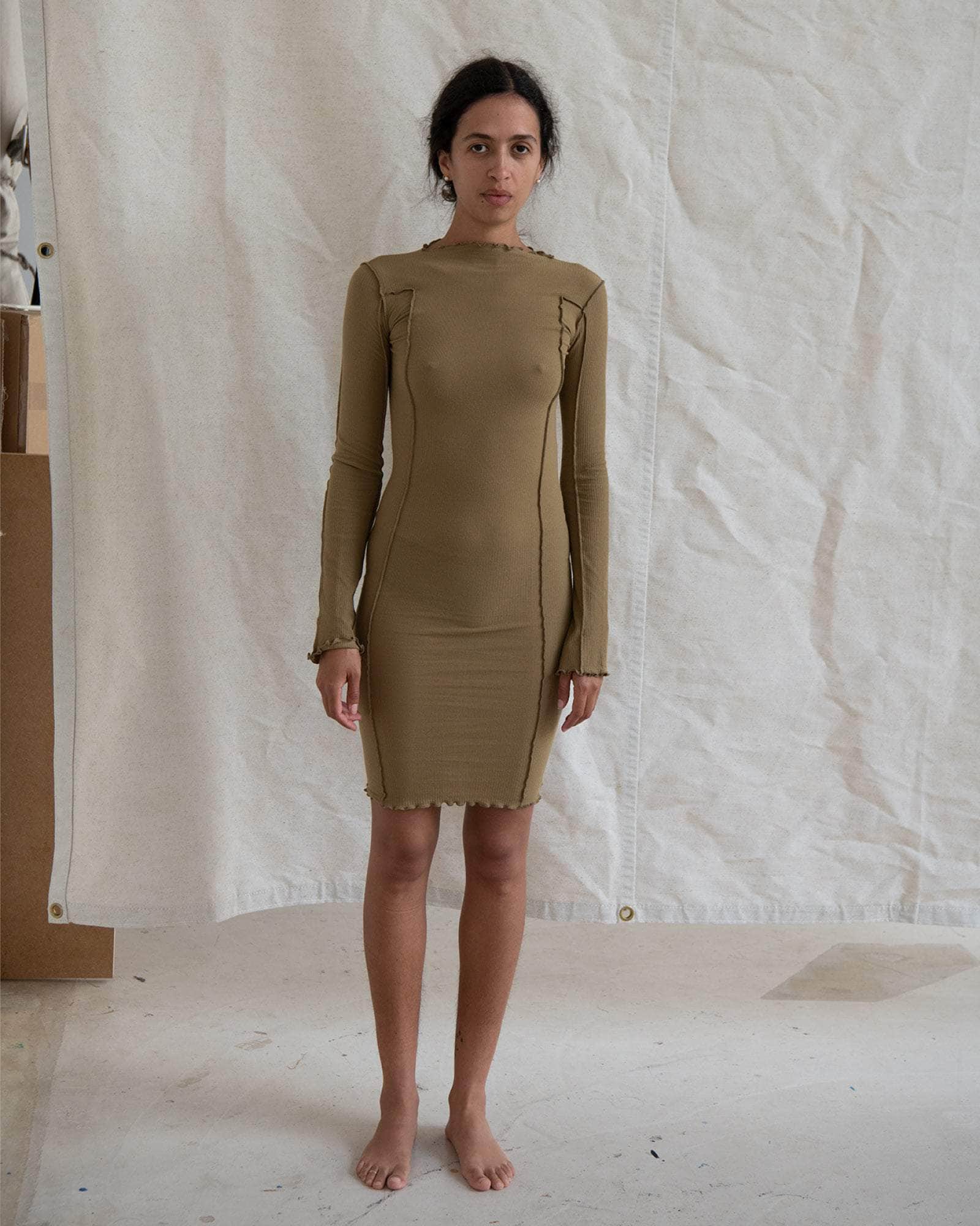 long sleeve tan dress Bella Linen Dress Tan Tan / M