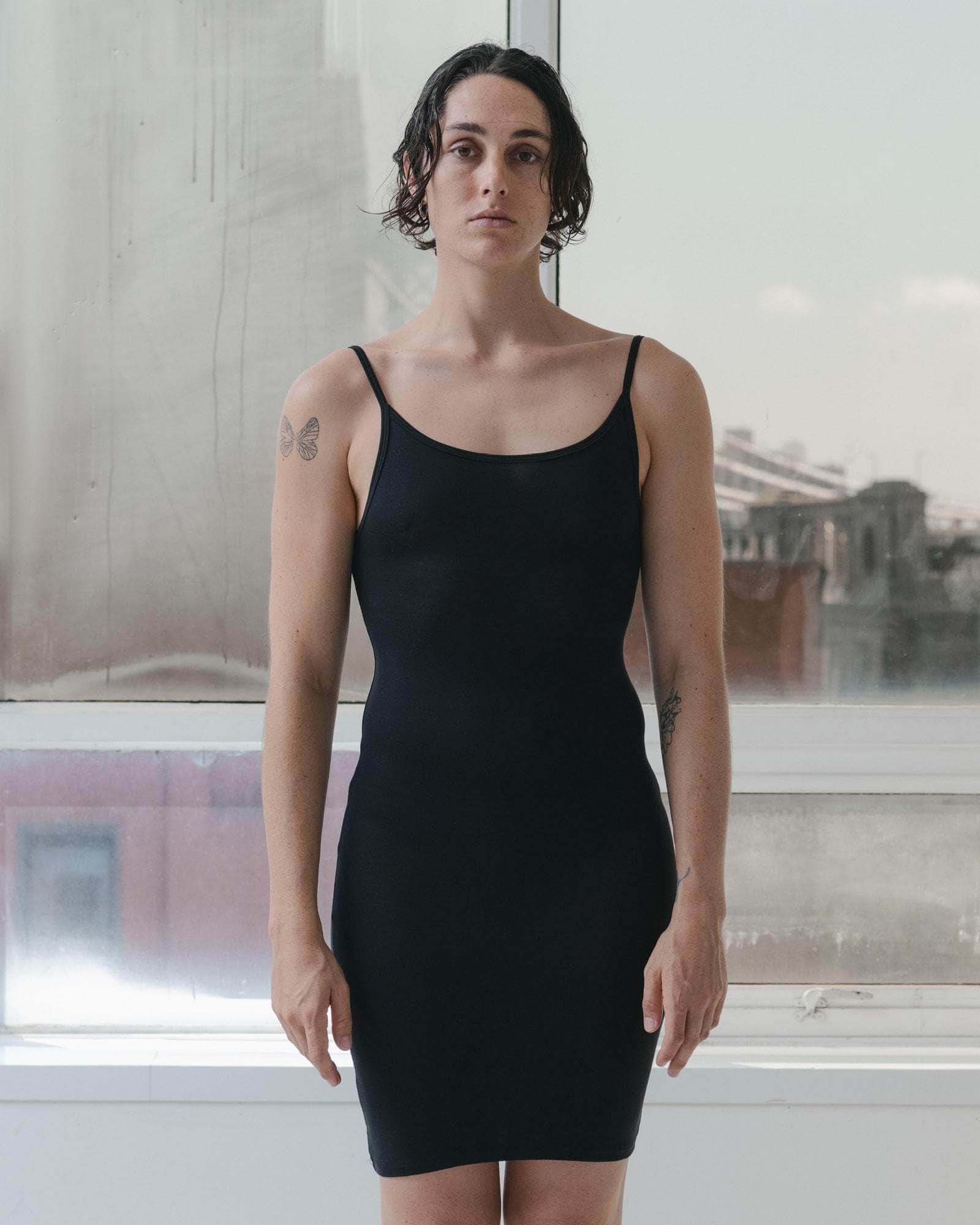 Baserange Bamboo Lyocell Slip Minidress - Black Baserange Bamboo Lyocell Slip Minidress - Black