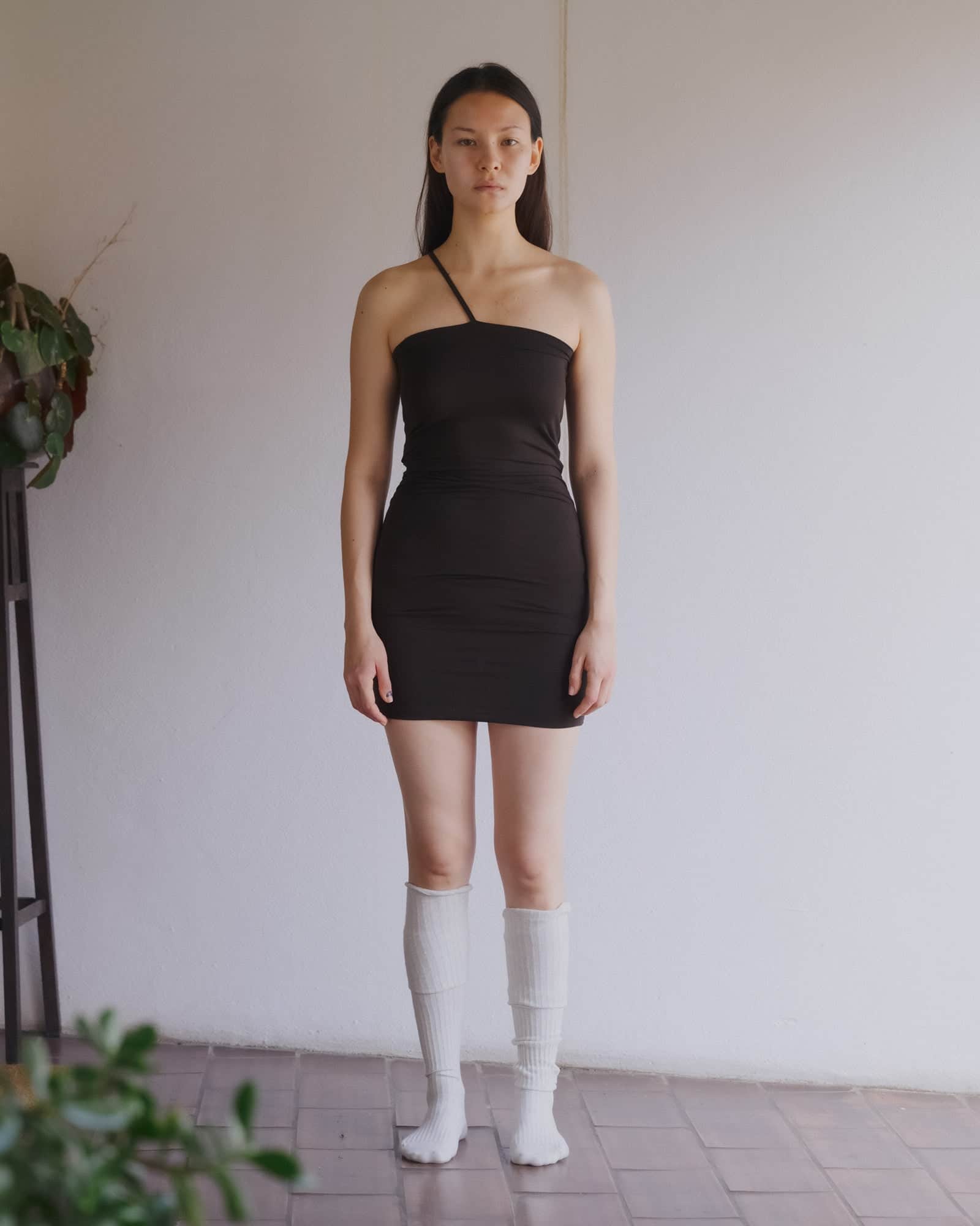bamboo jersey dress MAYNE STUDIOS - BAMBOO JERSEY RUCHED DRESS | BLUE
