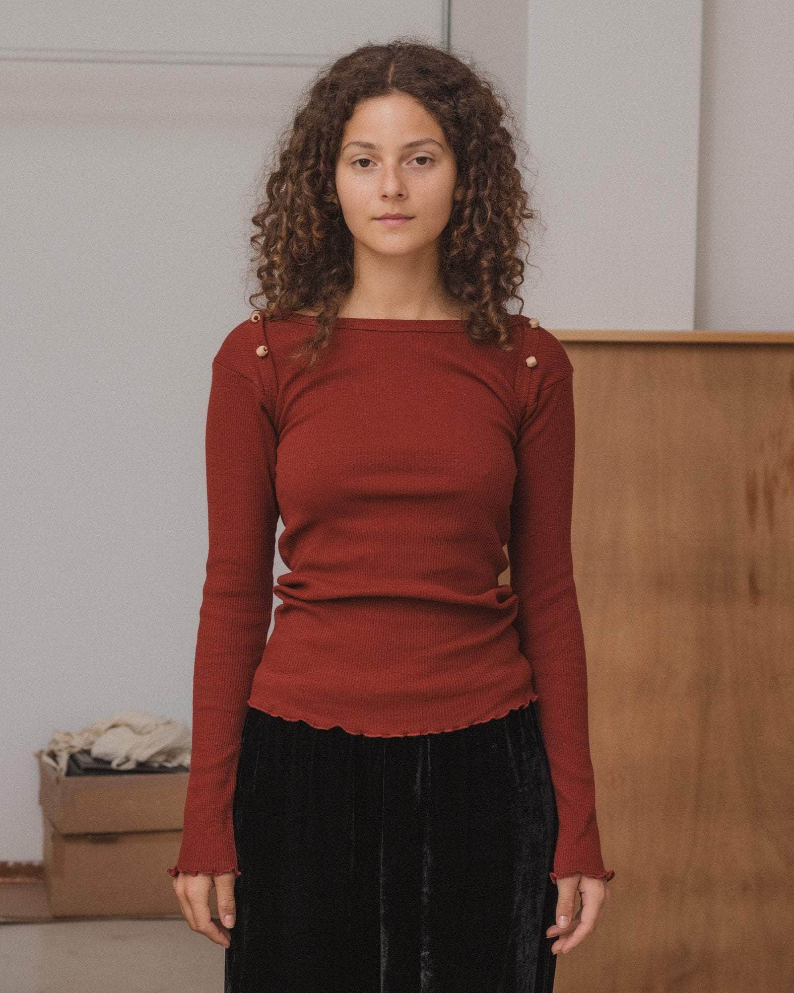 トップス Baserange disc long sleeve tee Disc Long Sleeve Tee in Bine Red | Recycled cotton rib | en