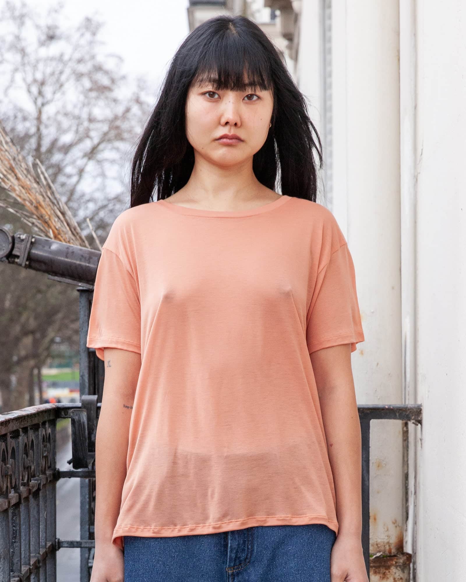 Loose Tee Shirt in Branch terracotta | Bamboo lyocell | Baserange