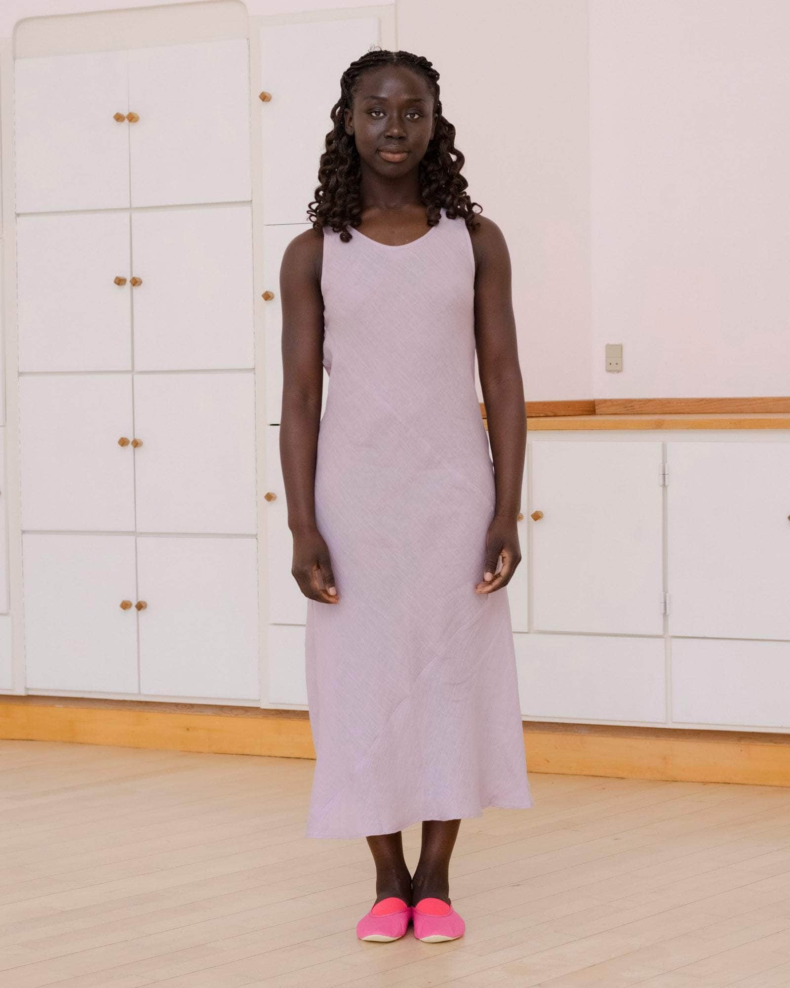 Baserange PURPLE Fine Linen Larva Midi Dress Baserange PURPLE Fine Linen Larva Midi Dress