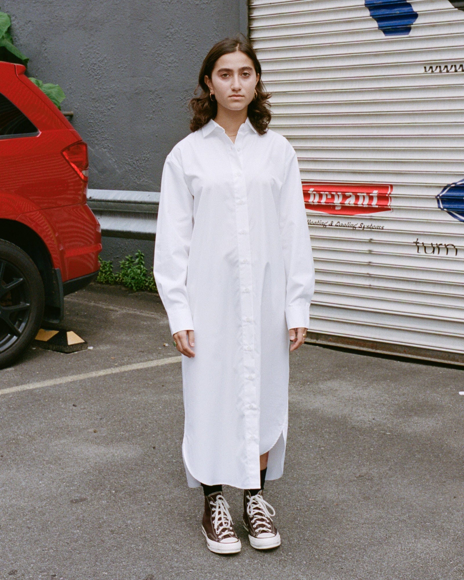 organic cotton shirt dress Ole Shirt Dress in White with stripe | Organic cotton