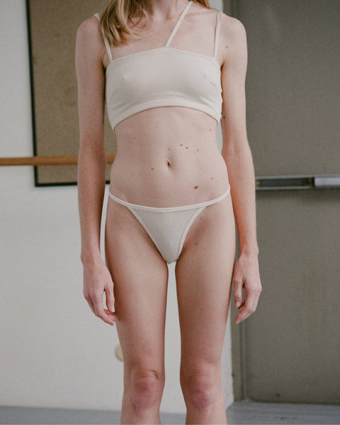 DATURA ᛝ White Organic Linen Thong Panties, Underwear 