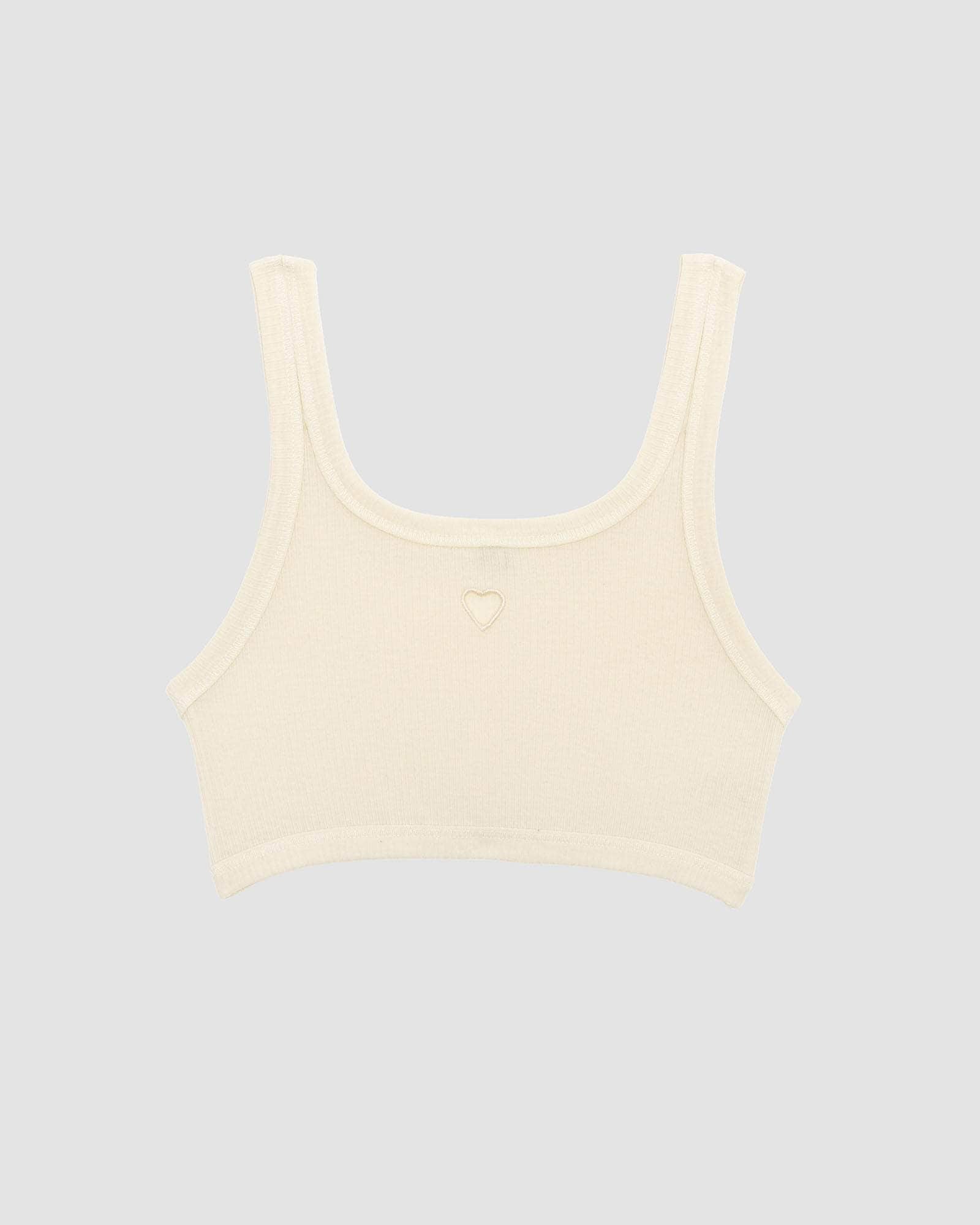 Heart Bra in Undyed | Organic cotton rib | Baserange