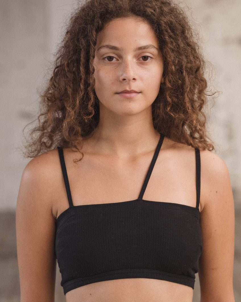 Nida Bra in Black | Fine organic cotton rib | Baserange