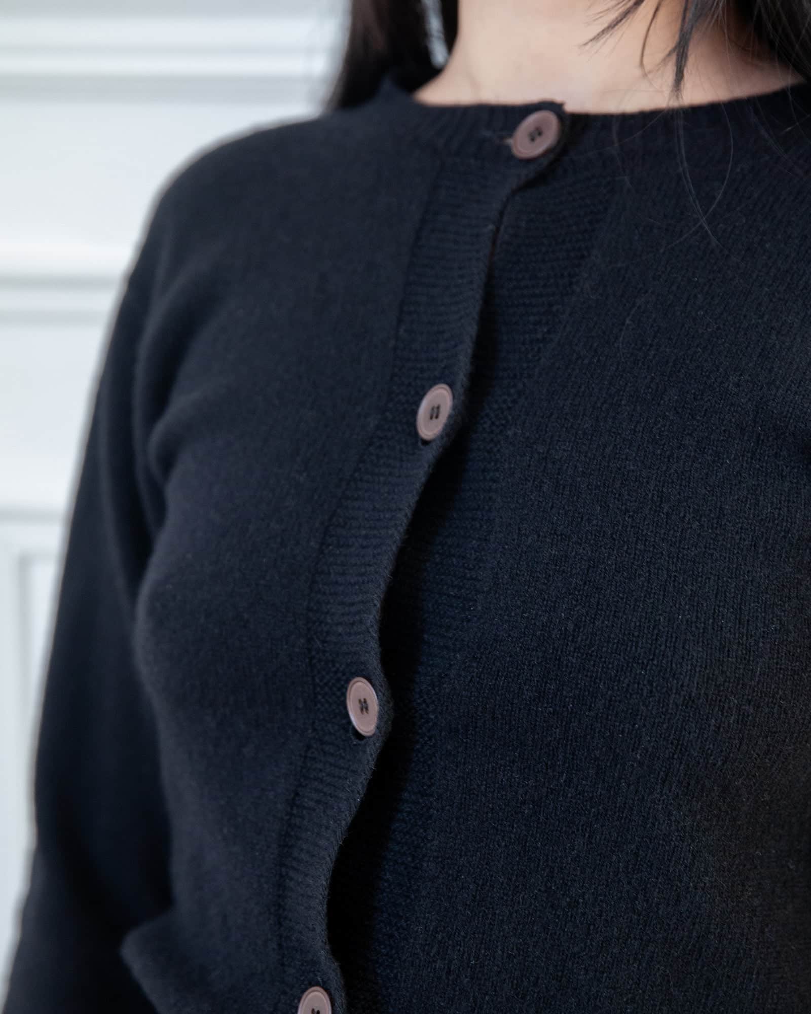 Tier Cardigan in Black | Recycled cashmere | Baserange