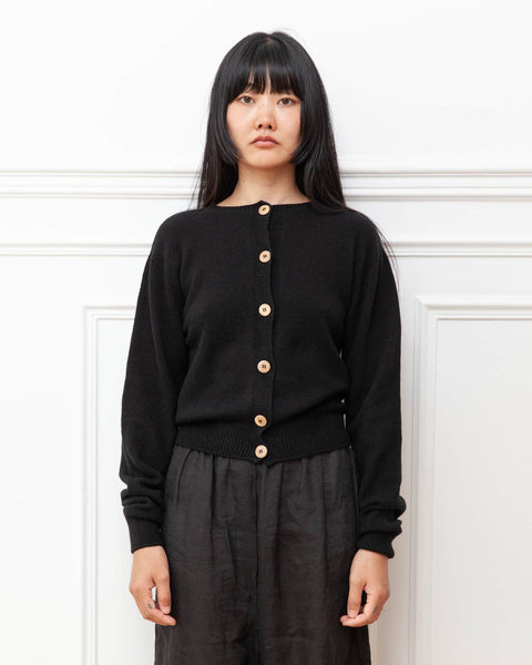 Tier Cardigan in Black | Recycled cashmere | Baserange