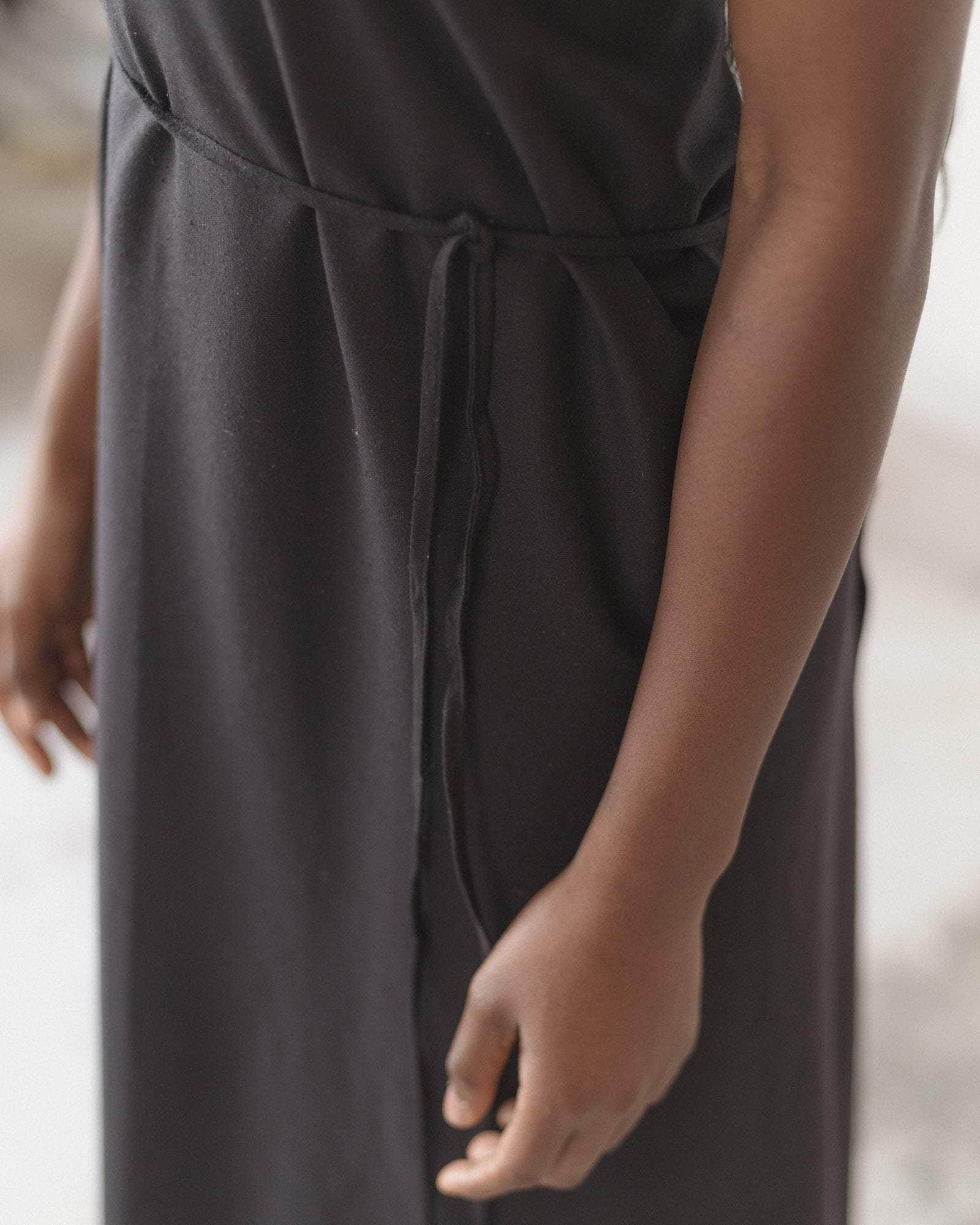 Apron Dress in Black | Wild silk | Baserange