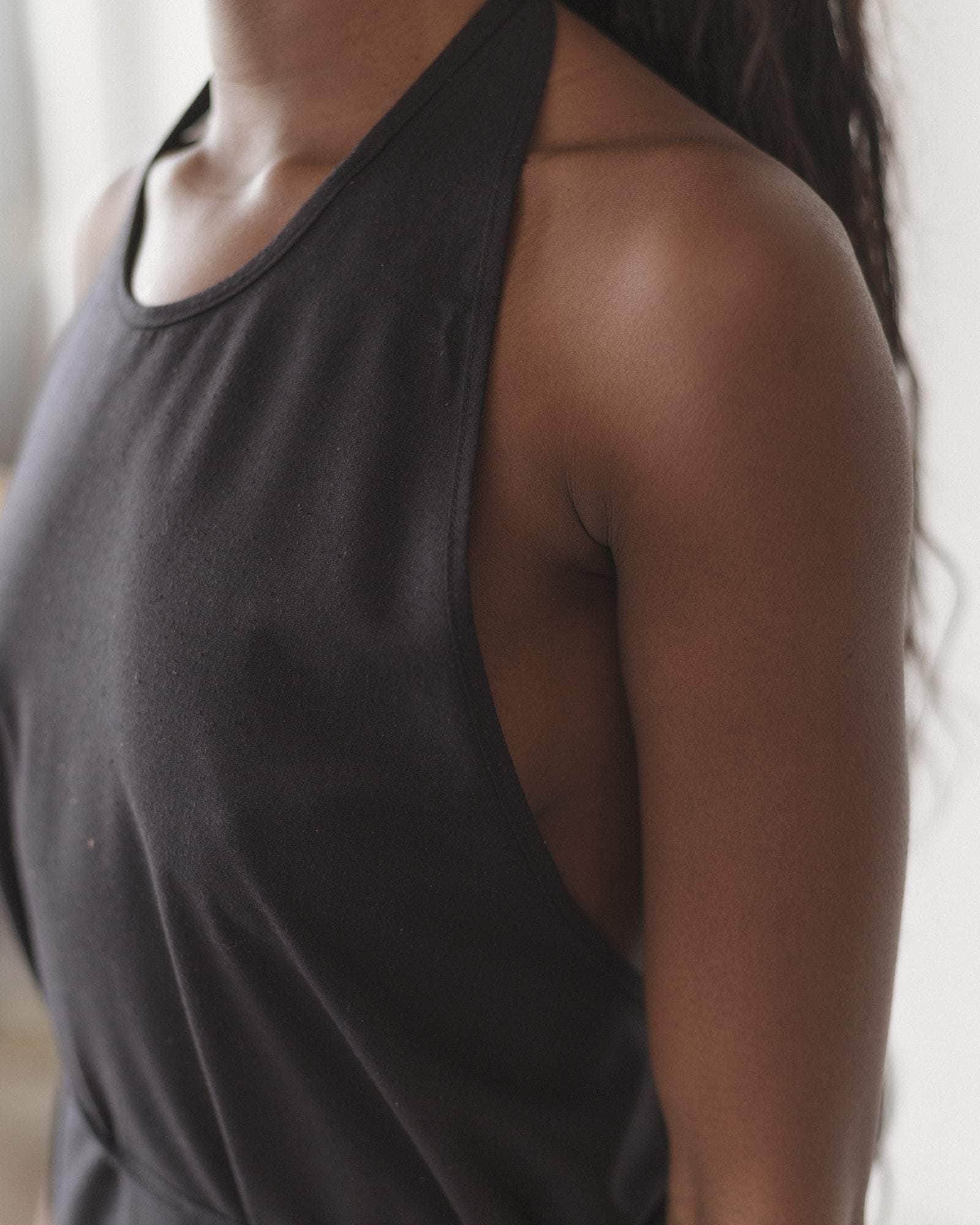 Apron Dress in Black | Wild silk | Baserange