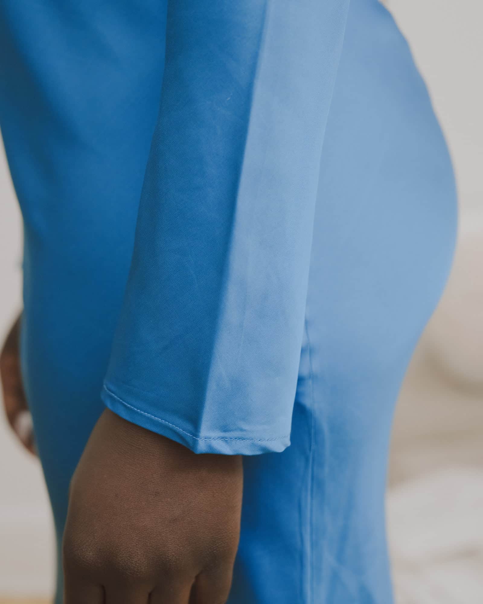 Dydine Long Sleeve Dress in Ora blue | Ecovero satin | Baserange
