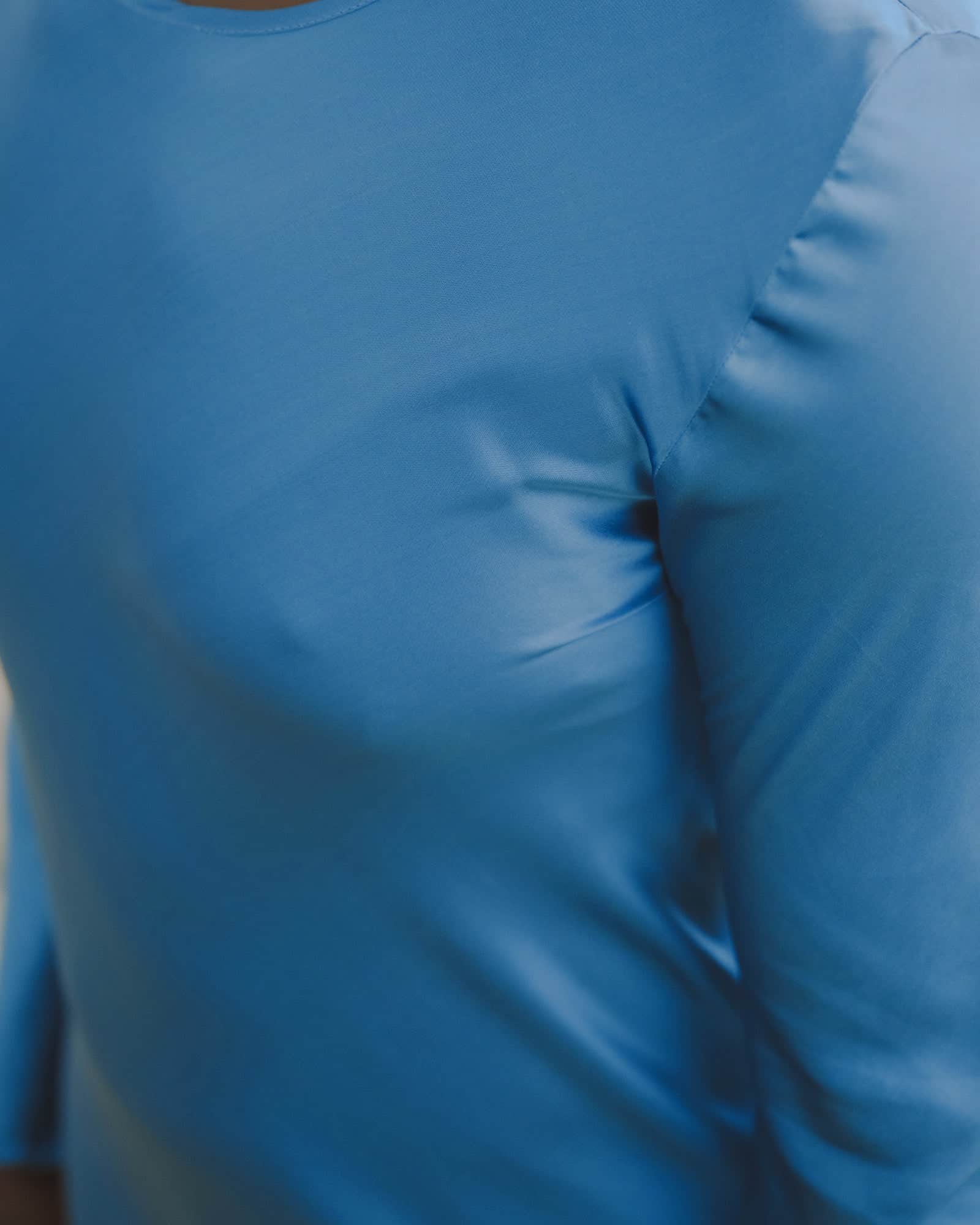Dydine Long Sleeve Dress in Ora blue | Ecovero satin | Baserange