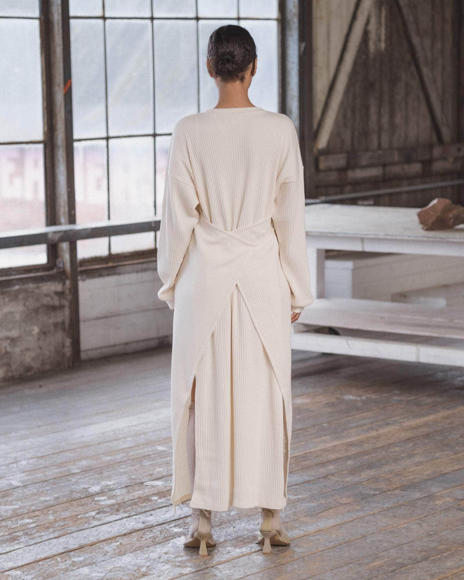 Baserange Off-White Shaw Kaftan Midi Dress Baserange Off-White Shaw Kaftan Midi Dress