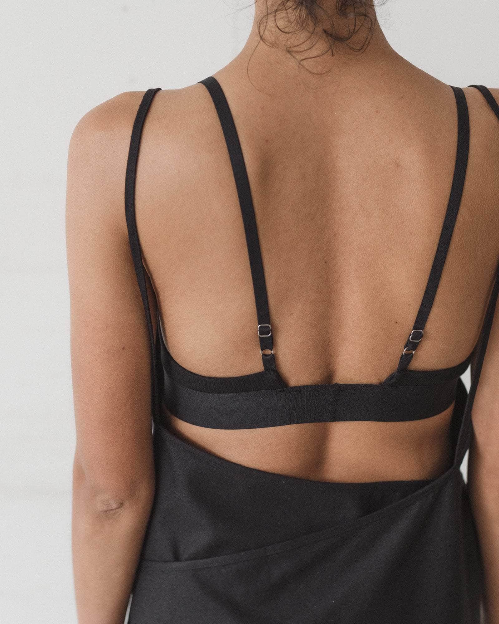 Yumi Apron Dress in Black | Wild silk | Baserange