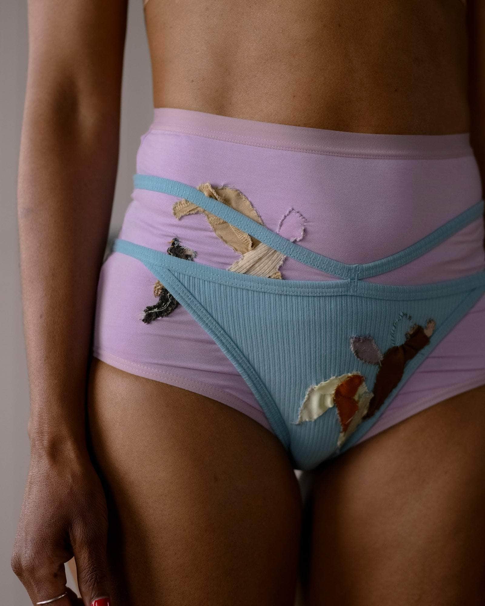 BASERANGE KNITTED BLUE / S Repair Nida Pants No.134