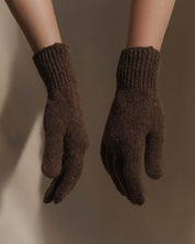 BASERANGE KNITTED BUREL BROWN / ONE SIZE MEA BEANIE & RIBBED GLOVES
