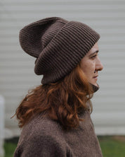 BASERANGE KNITTED BUREL BROWN / ONE SIZE MEA BEANIE & RIBBED GLOVES