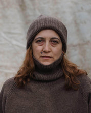 BASERANGE KNITTED BUREL BROWN / ONE SIZE MEA BEANIE & RIBBED GLOVES