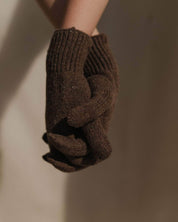 BASERANGE KNITTED BUREL BROWN / ONE SIZE MEA BEANIE & RIBBED GLOVES