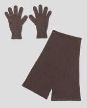BASERANGE KNITTED BUREL BROWN / ONE SIZE PACK MEA SCARF & RIBBED GLOVES