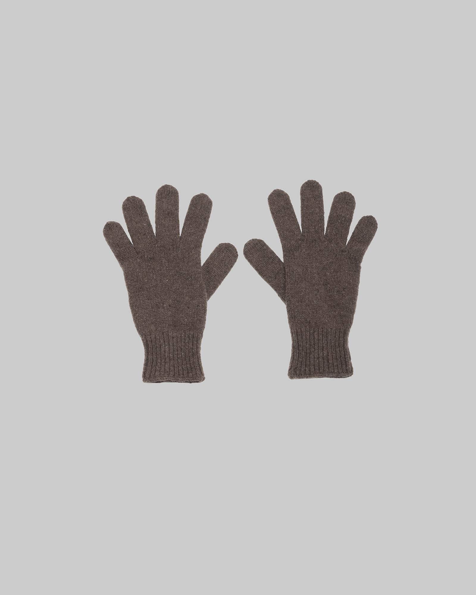 BASERANGE KNITTED BUREL BROWN / ONE SIZE RIBBED GLOVES