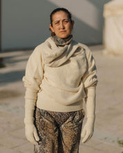 BASERANGE KNITTED CHAUME SAND / ONE SIZE MEA BEANIE & RIBBED GLOVES