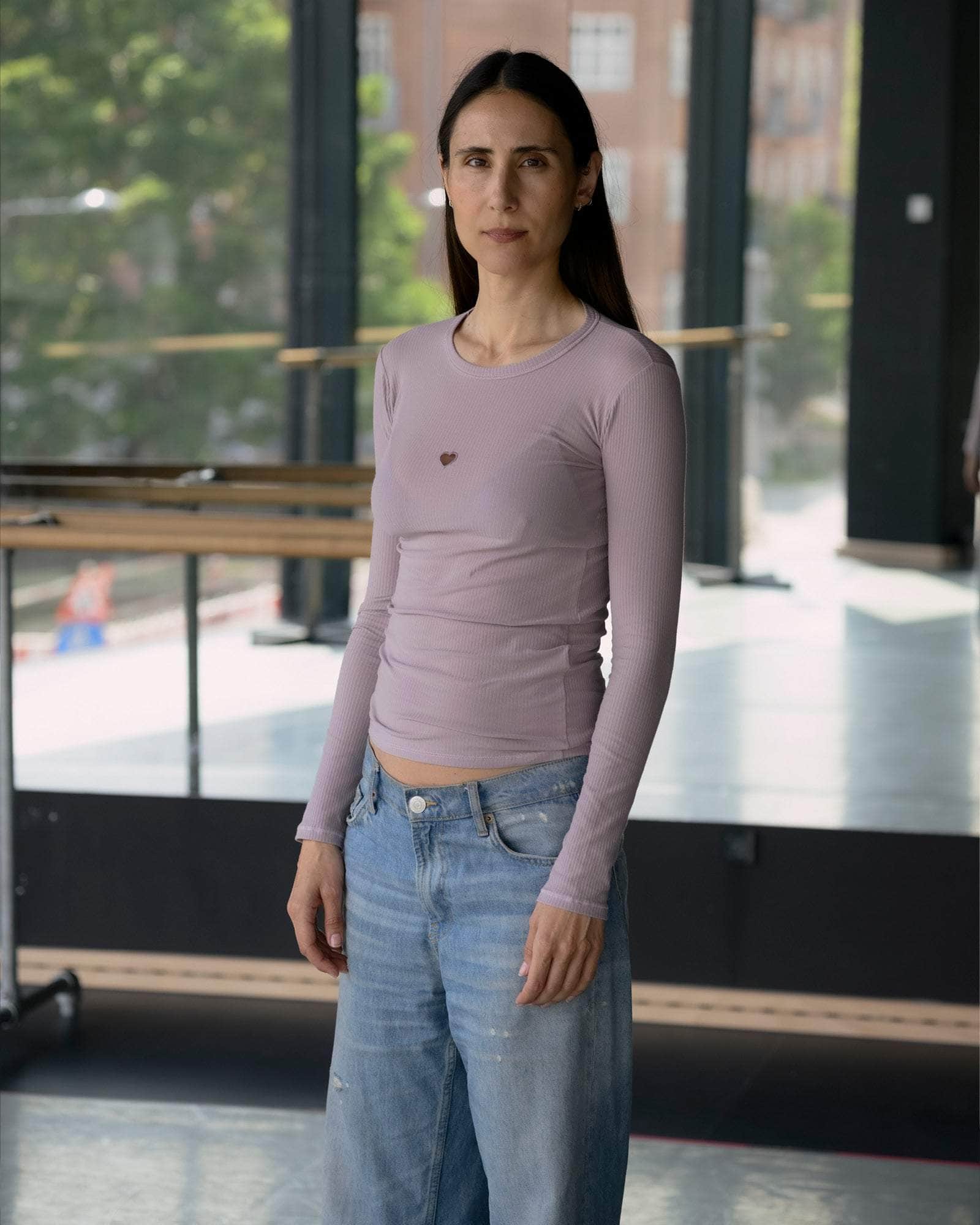 BASERANGE KNITTED HEART LONG SLEEVE TEE