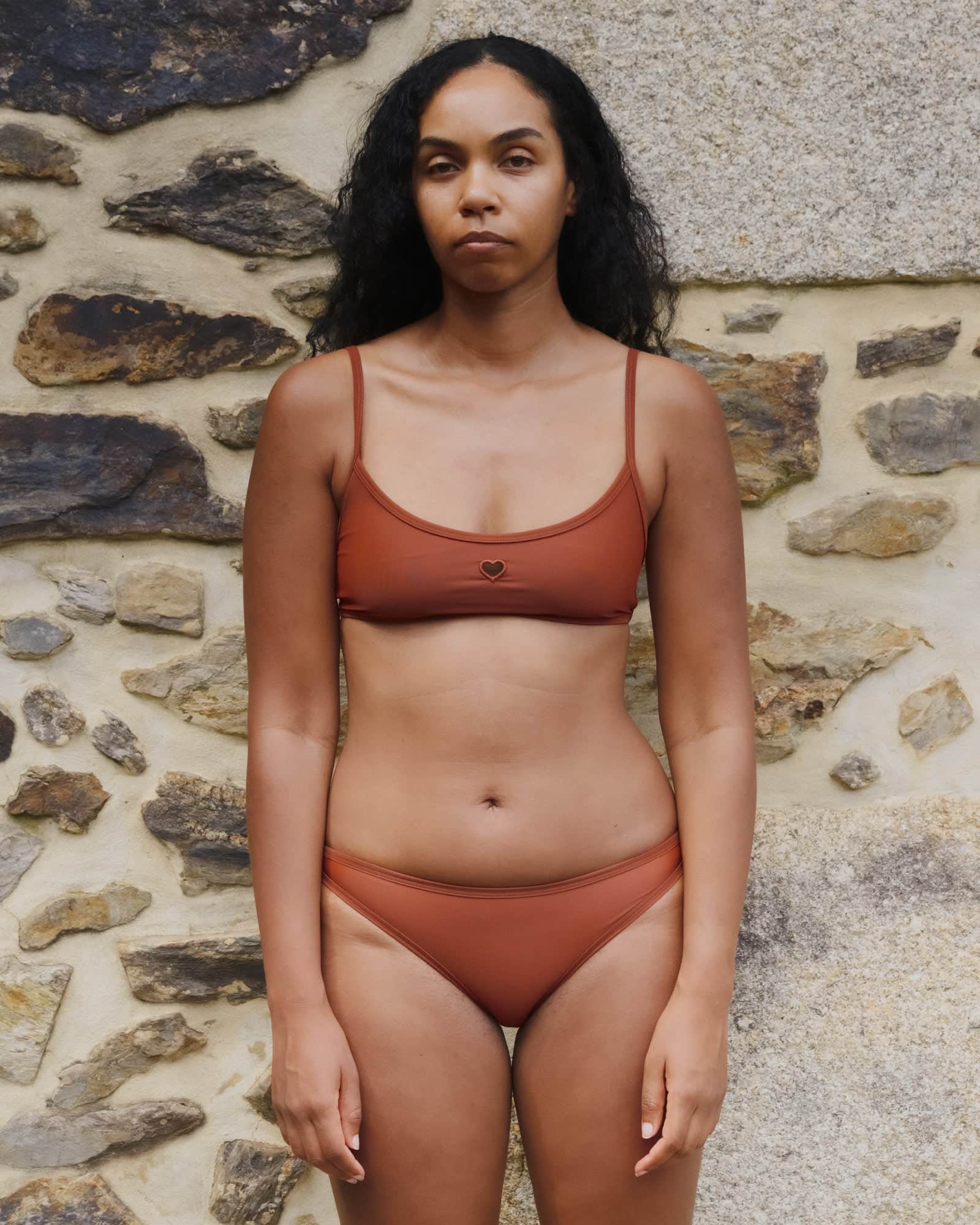 BASERANGE KNITTED HEART SWIM TOP