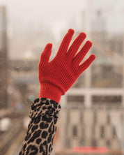 BASERANGE KNITTED MELOGRANO RED / ONE SIZE TIER HOOD & RIBBED GLOVES
