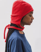 BASERANGE KNITTED MELOGRANO RED / ONE SIZE TIER HOOD & RIBBED GLOVES