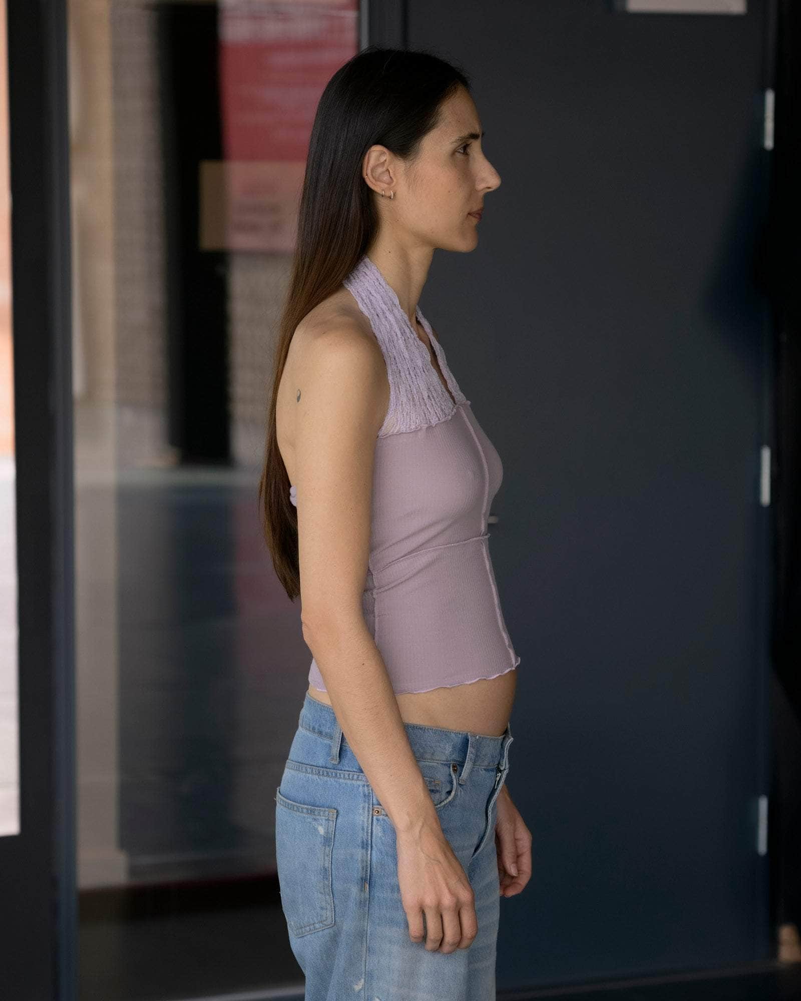 BASERANGE KNITTED NEHRU HALTER TOP