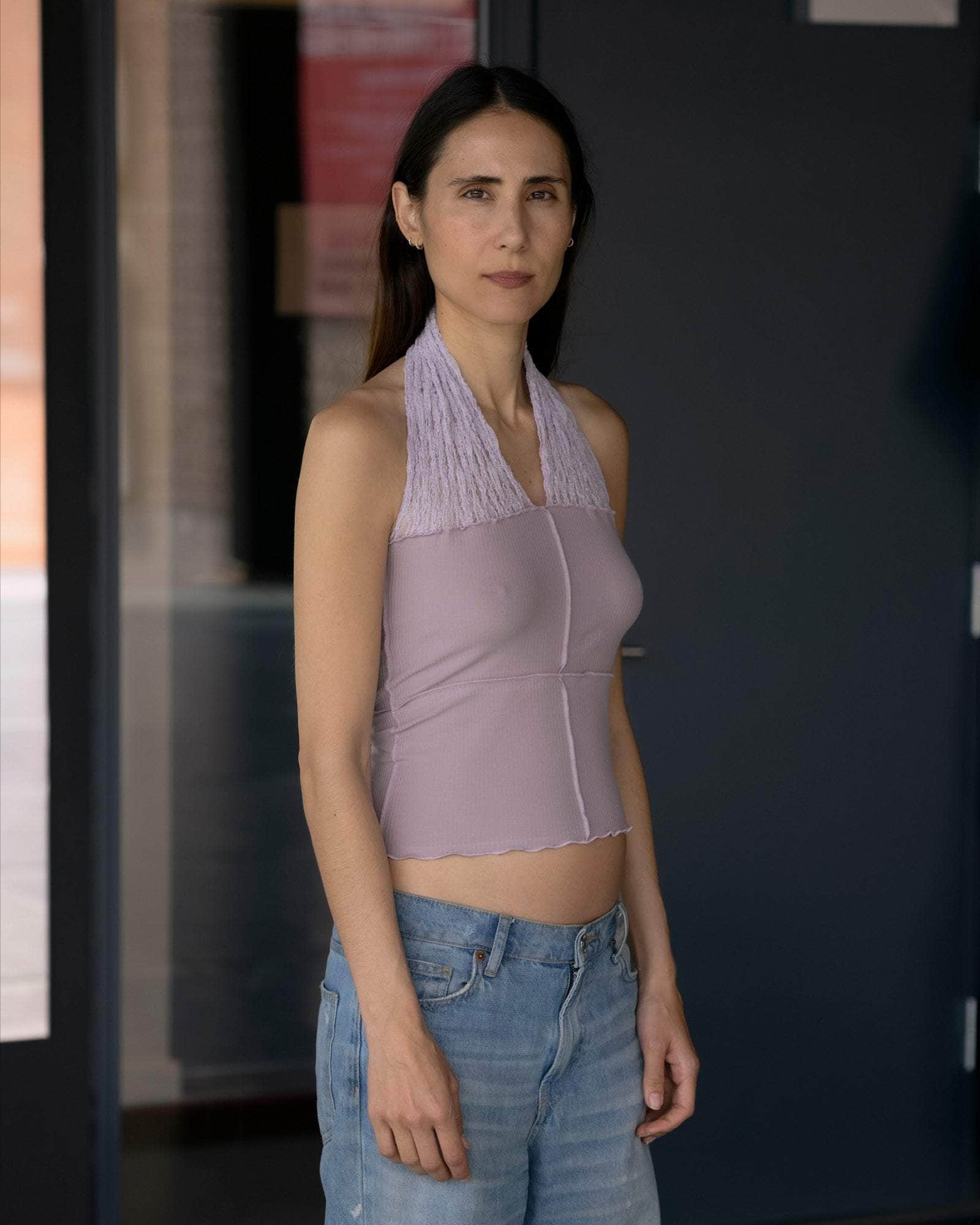 BASERANGE KNITTED NEHRU HALTER TOP