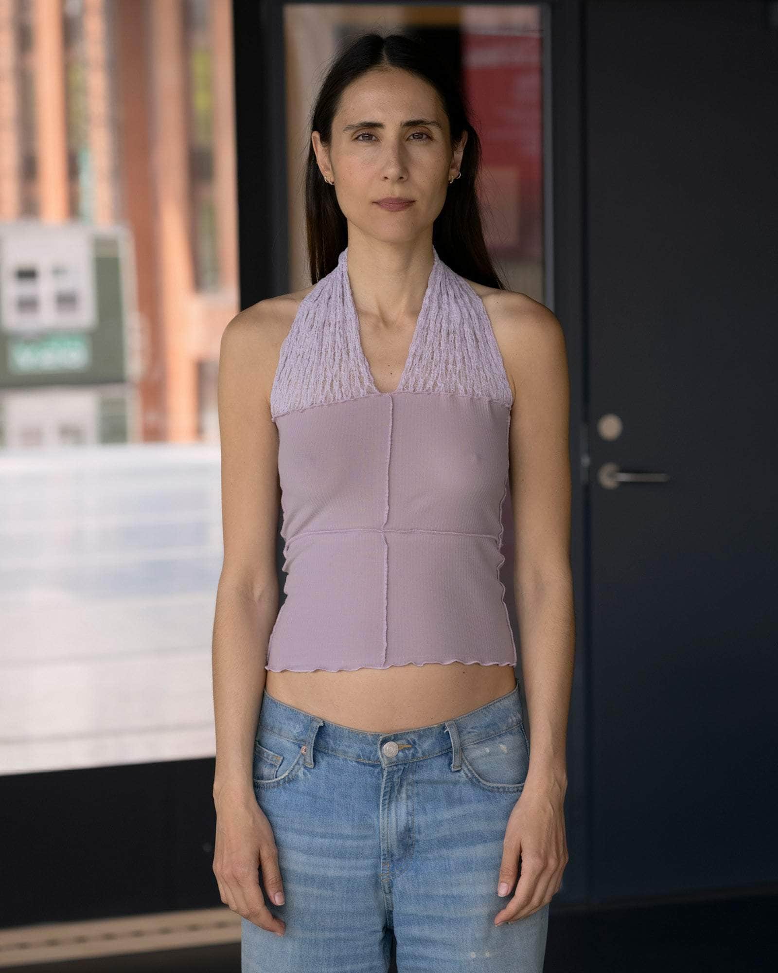 BASERANGE KNITTED NEHRU HALTER TOP