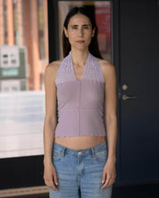 BASERANGE KNITTED NEHRU HALTER TOP