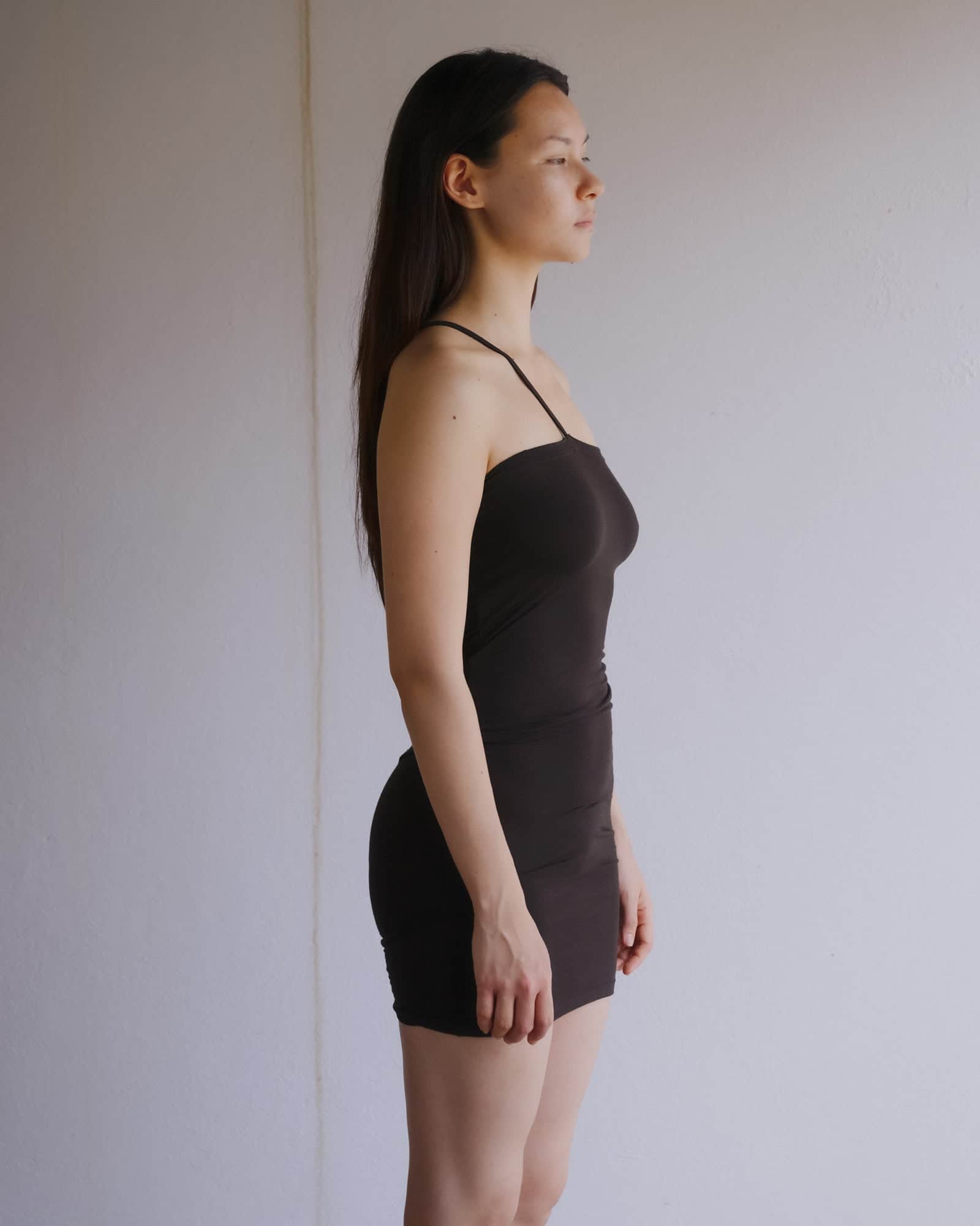 BASERANGE KNITTED NIDA ONE STRAP SLIP DRESS