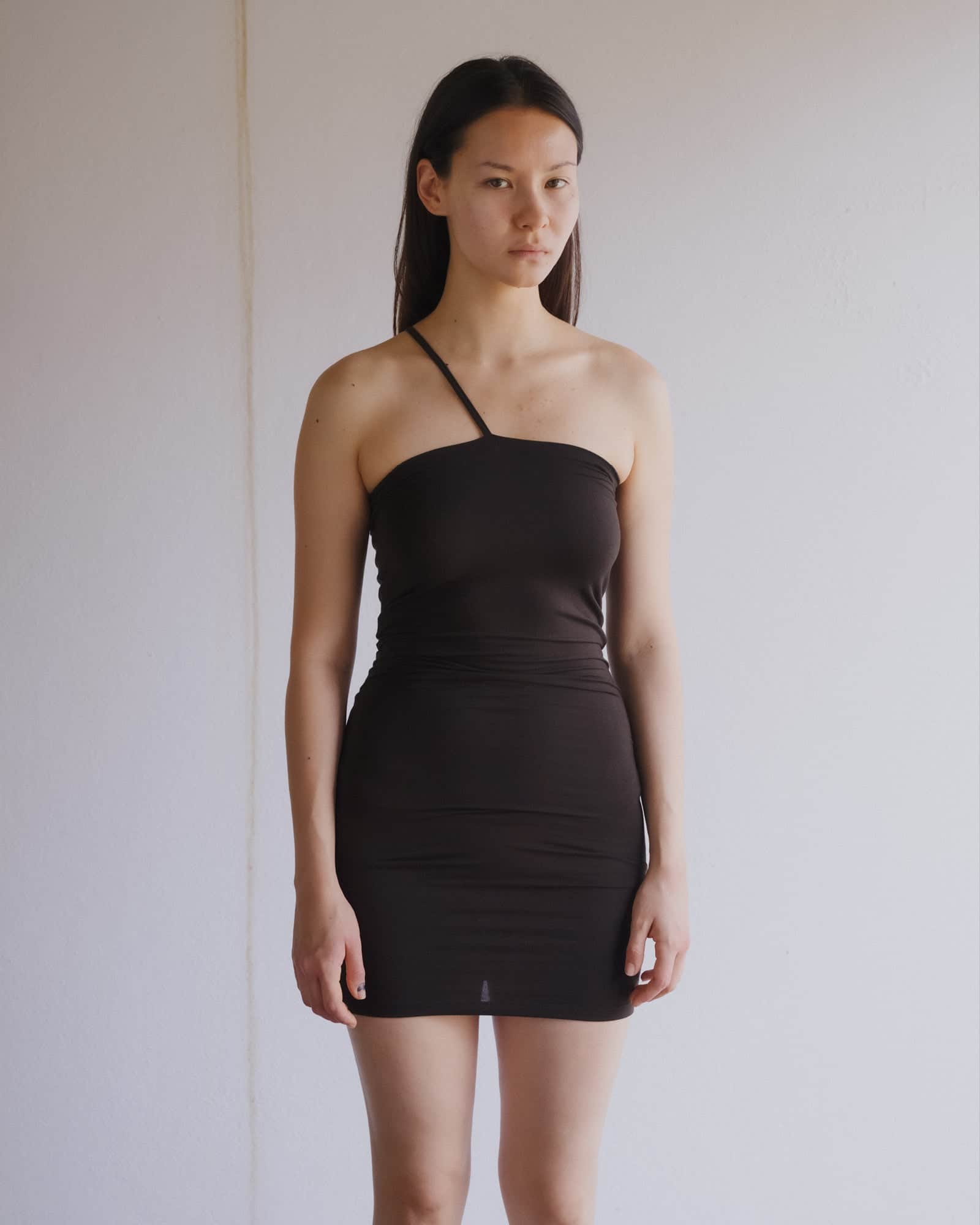 BASERANGE KNITTED NIDA ONE STRAP SLIP DRESS