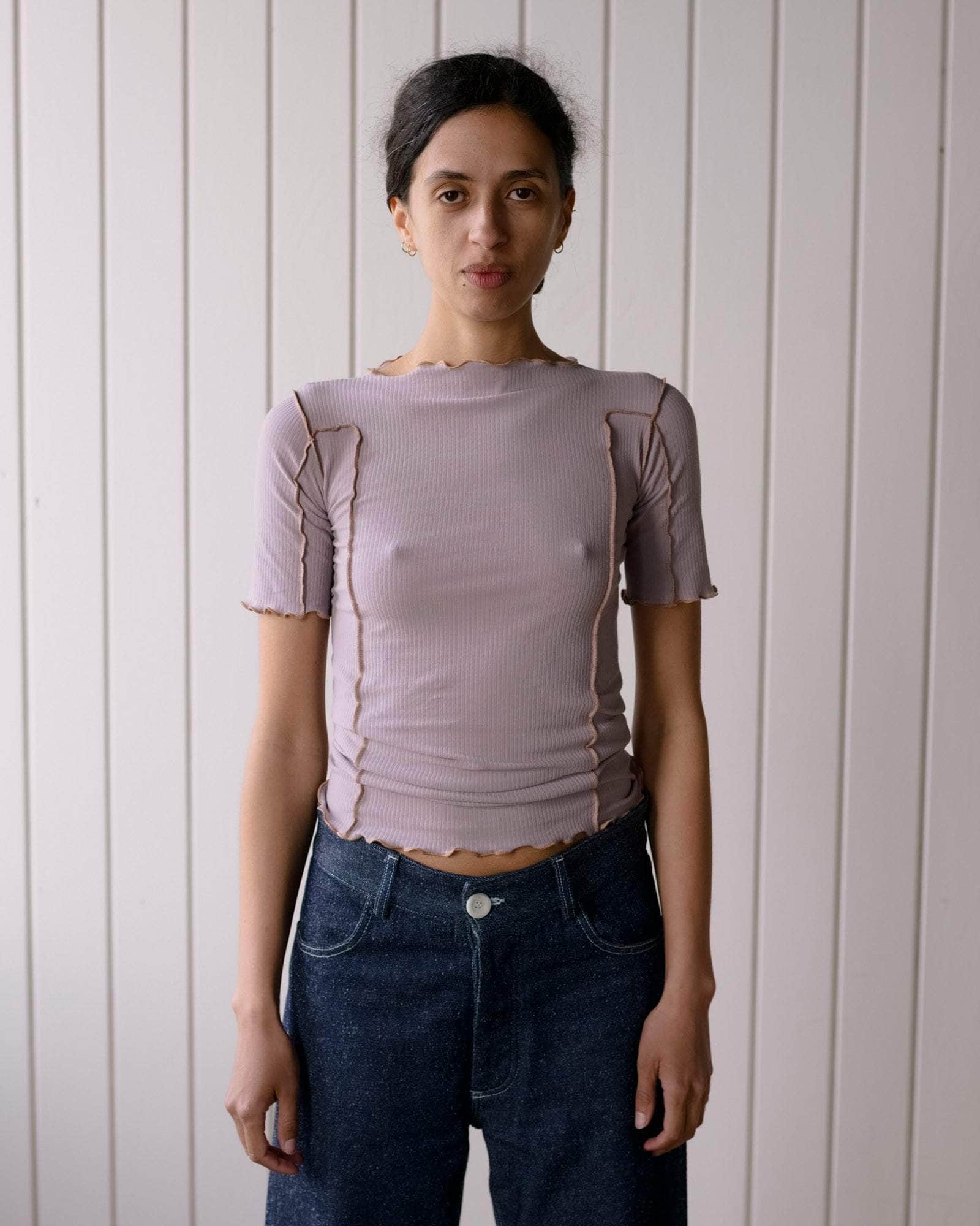 BASERANGE KNITTED OMATO 3/4 TEE SHIRT