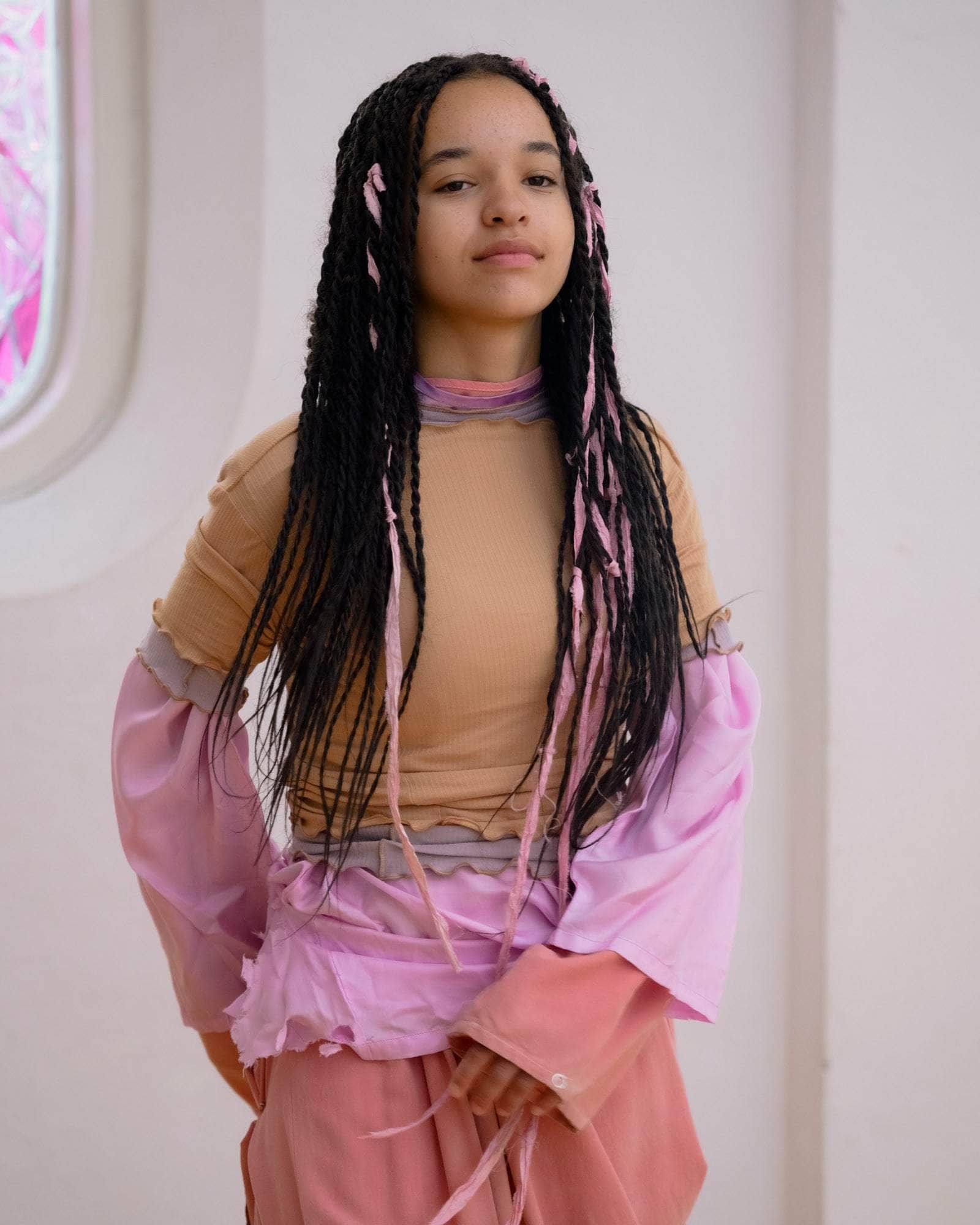 BASERANGE KNITTED OMATO 3/4 TEE SHIRT