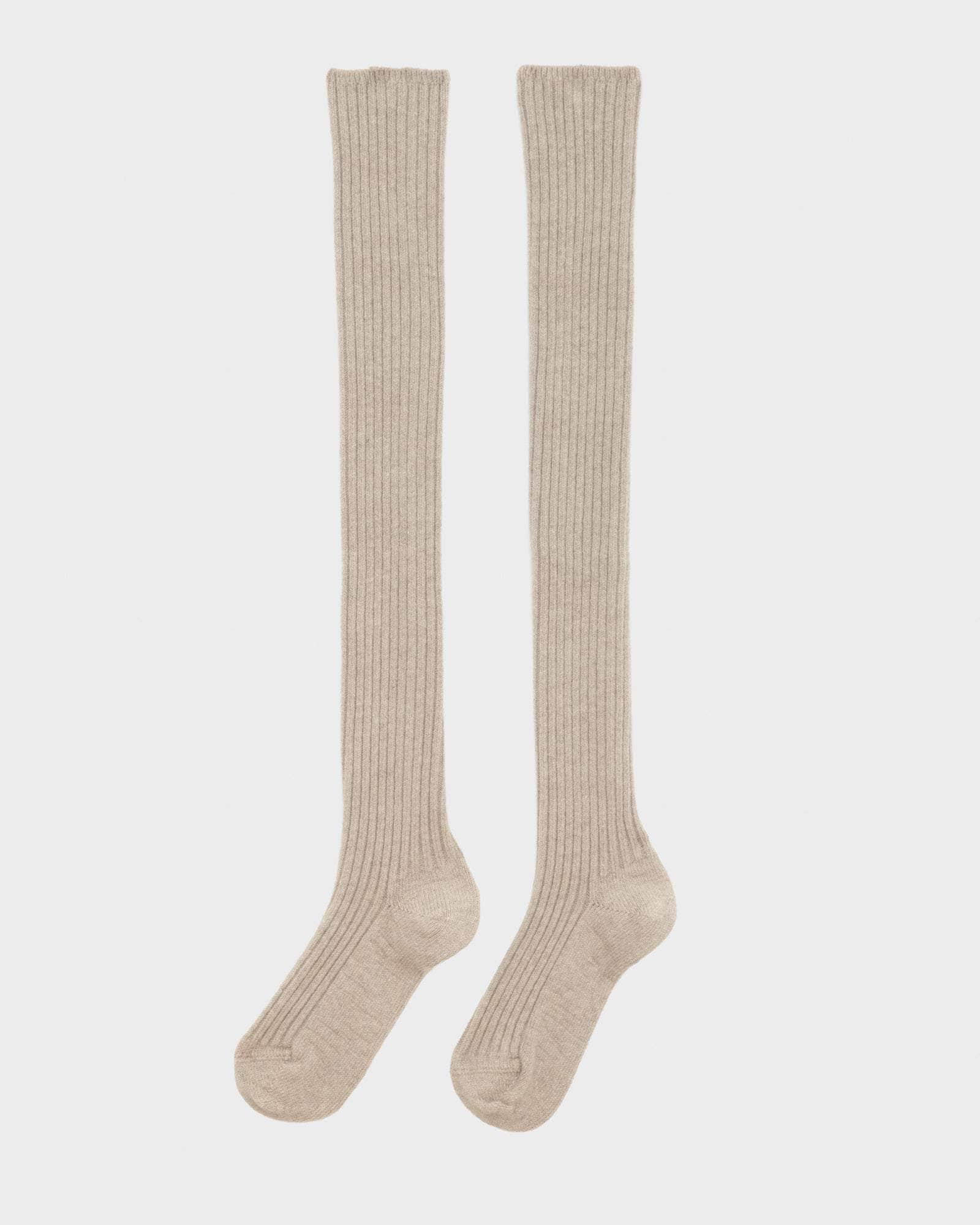 BASERANGE KNITTED OMI SAND / ONE SIZE OVERKNEE SOCKS