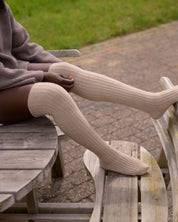 BASERANGE KNITTED OMI SAND / ONE SIZE OVERKNEE SOCKS