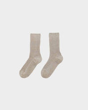 BASERANGE KNITTED OMI SAND / ONE SIZE RIB OVERANKLE SOCKS