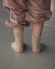 BASERANGE KNITTED OMI SAND / ONE SIZE RIB OVERANKLE SOCKS
