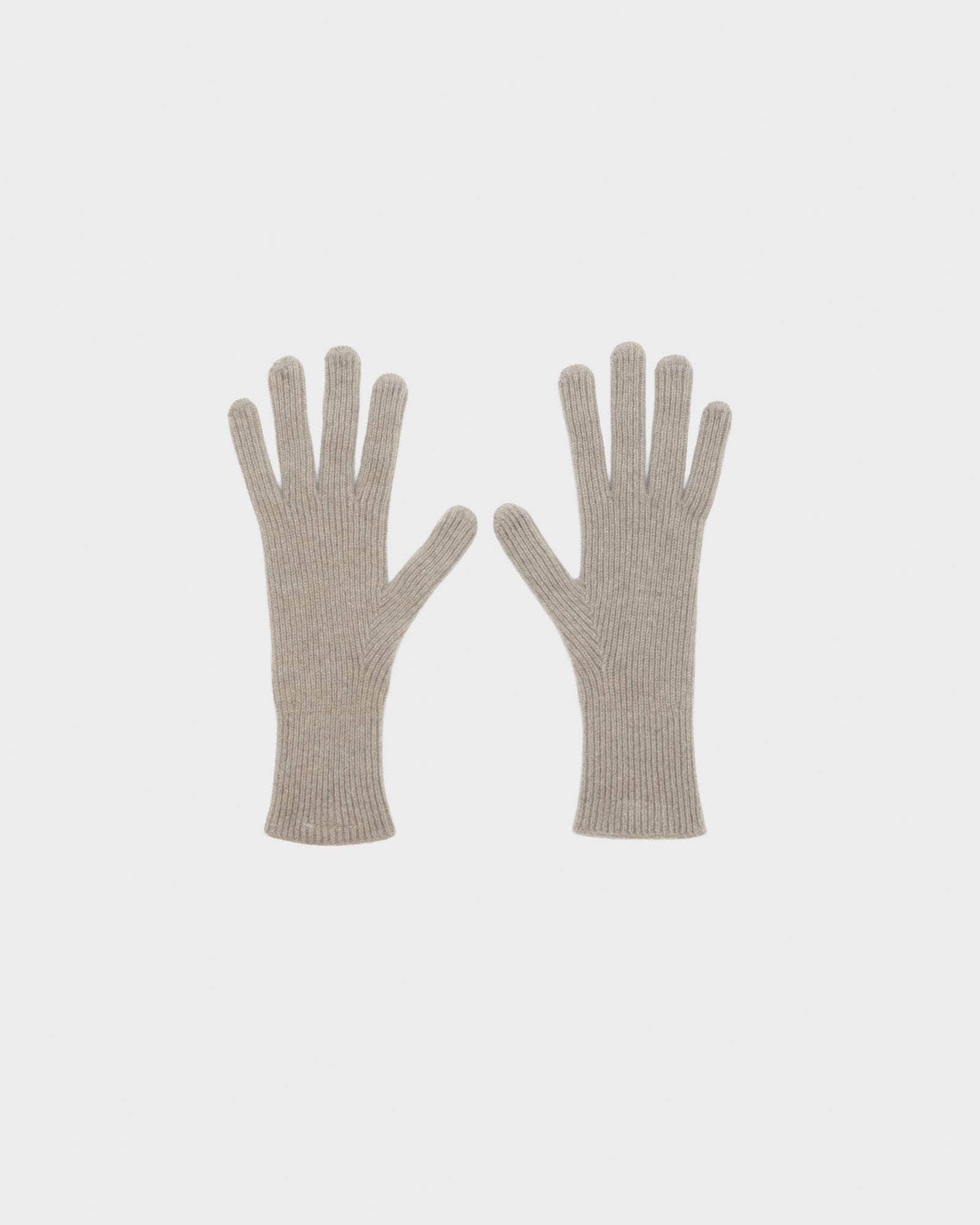 BASERANGE KNITTED OMI SAND / ONE SIZE RIBBED GLOVES