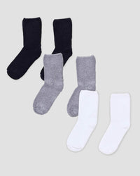 3足組 Buckle オーバーアンクルソックス - BLACK / GREY / OFF WHITE / 36-39