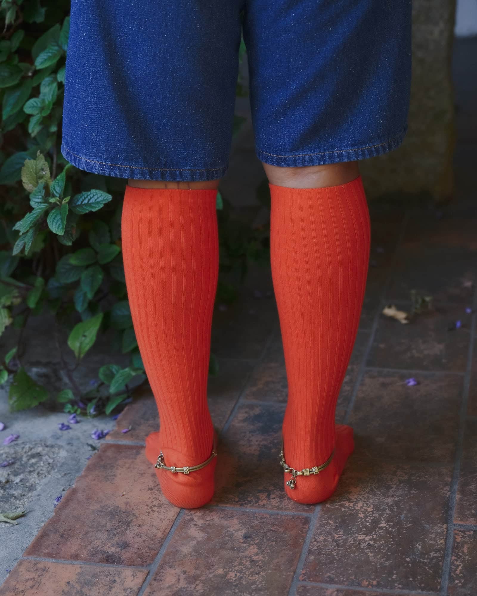 BASERANGE KNITTED RIB KNEE SOCKS