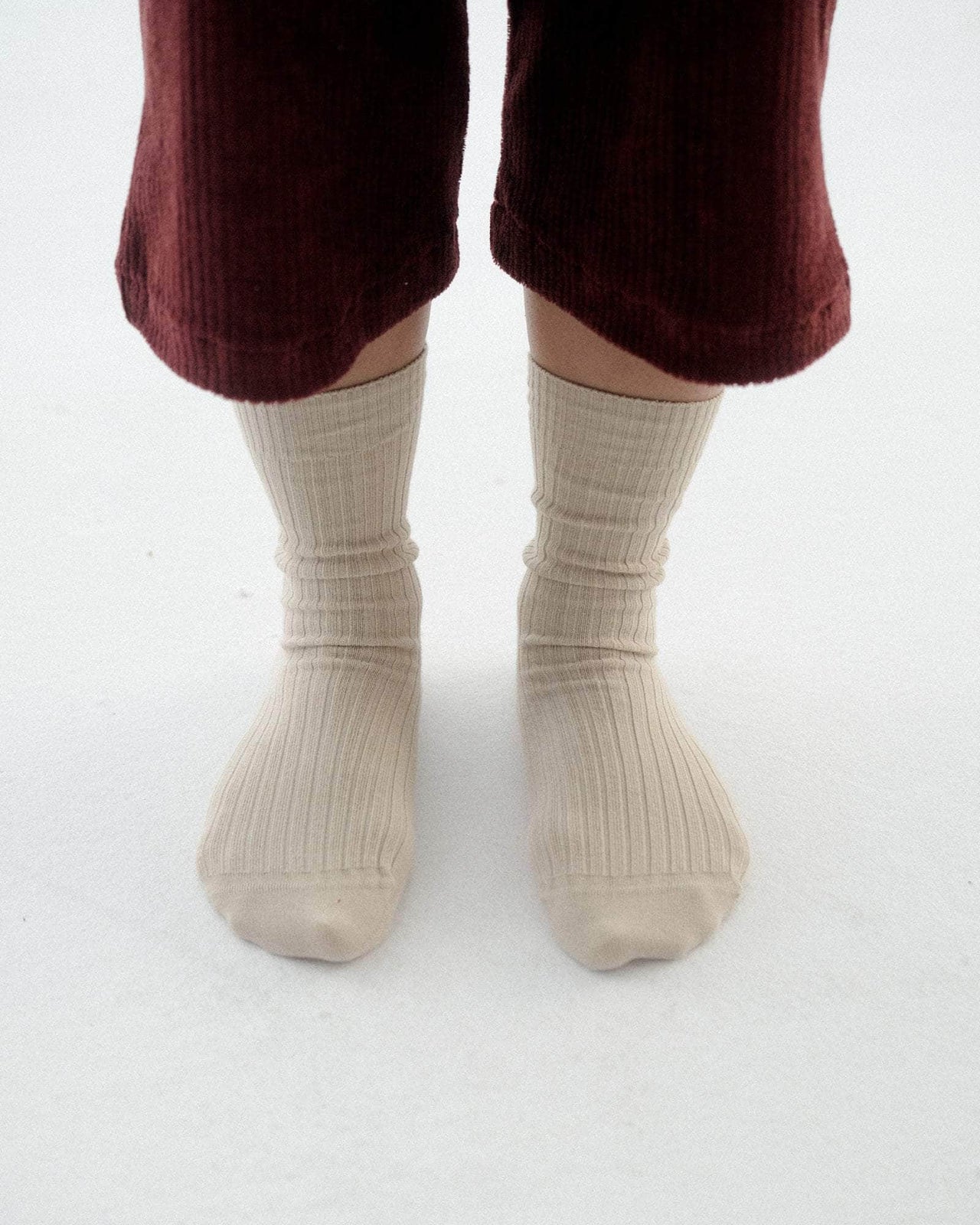 baserange Chaussettes mi-hautes côtelées - Coton biologique côtelé