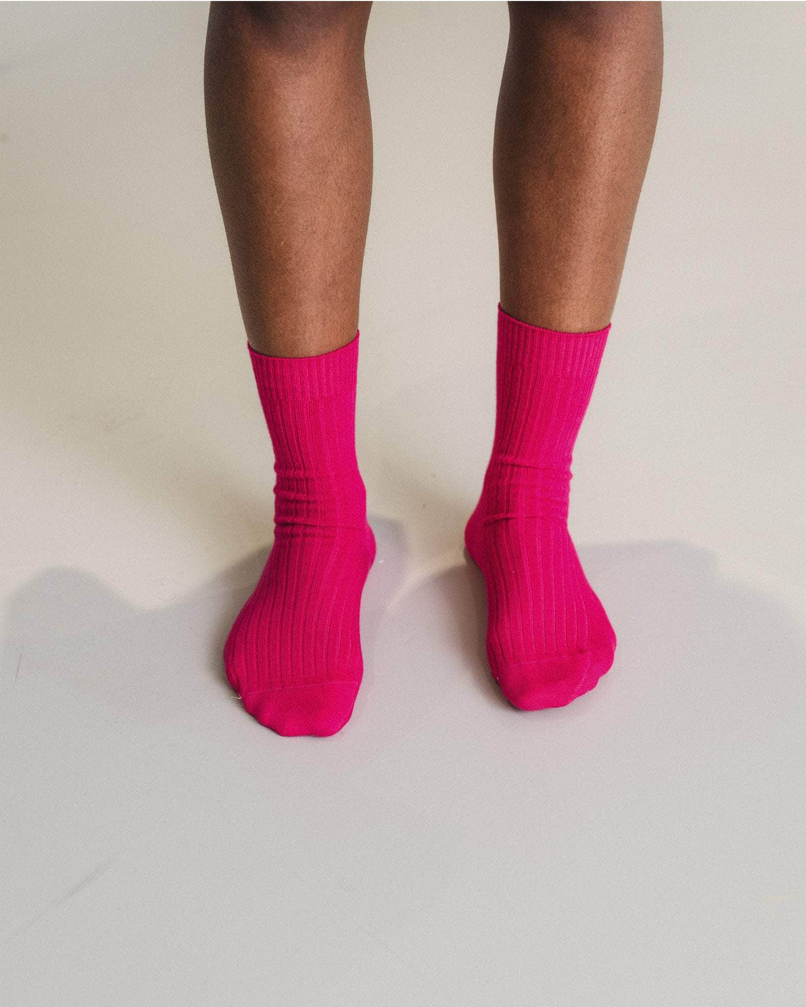 BASERANGE KNITTED RIB OVERANKLE SOCKS