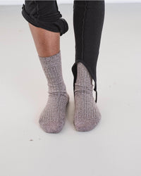 リブ編みミディアムソックス - GREY BROWN MELANGE / 40-44