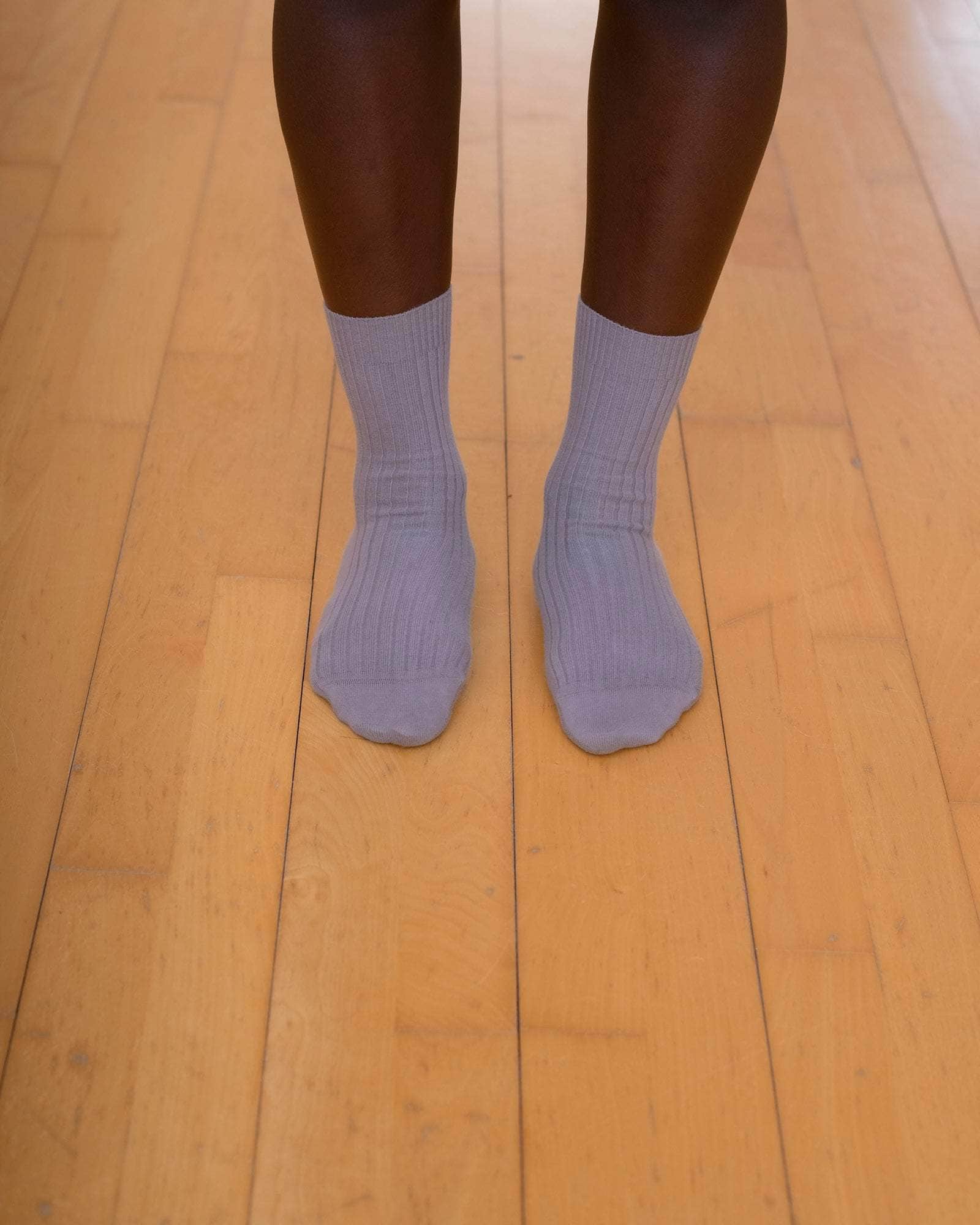 BASERANGE KNITTED RIB OVERANKLE SOCKS