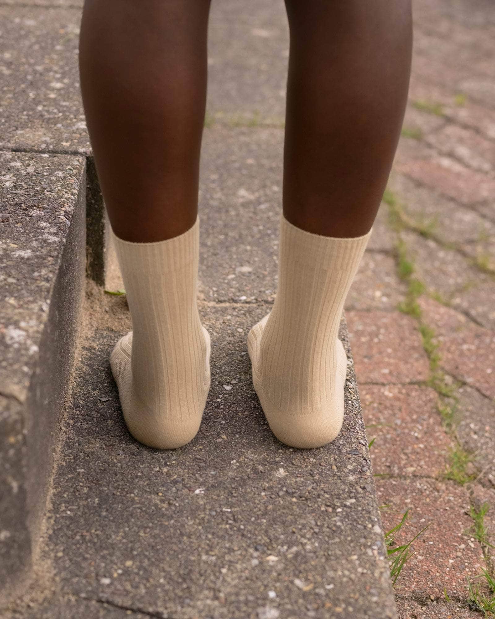 BASERANGE KNITTED RIB OVERANKLE SOCKS